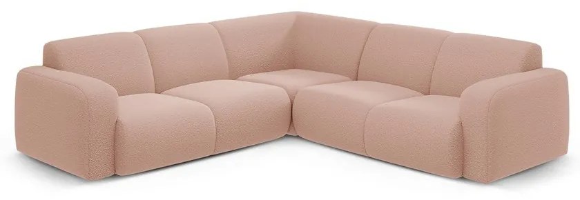 Colțar roz deschis cu tapițerie din țesătură bouclé (cu colț variabil/în formă de ”L”) Molino – Micadoni Home