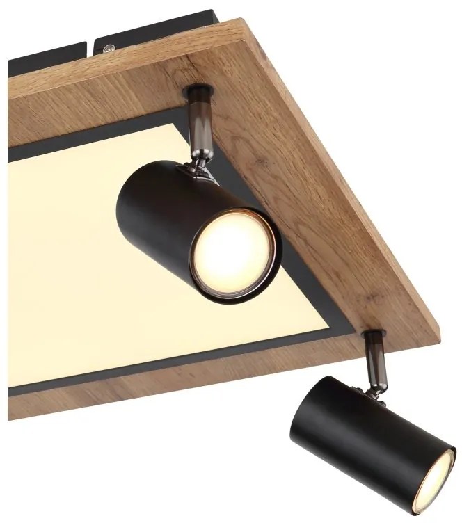 Plafoniera LED cu 4 spoturi directionabile design industrial Ulla negru, alb 45x45cm