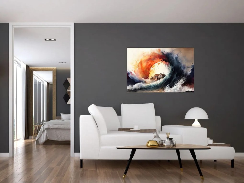 Tablou - În vârtejul potopului, acuarelă (90x60 cm)