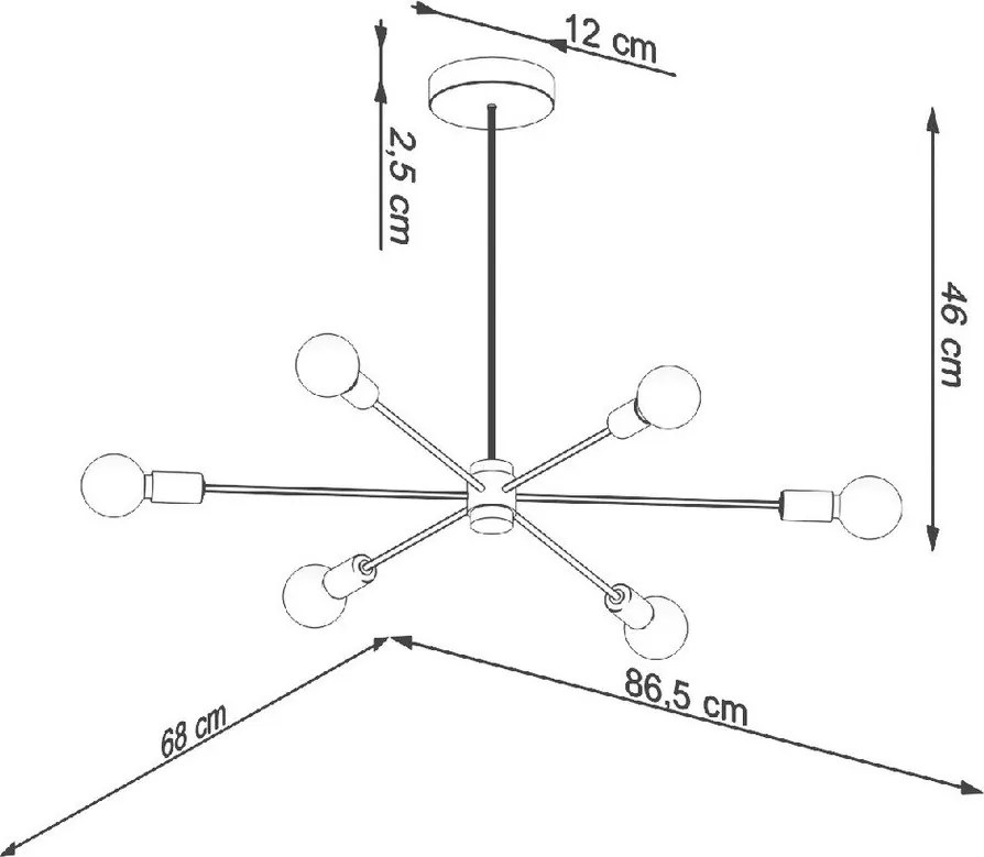 Plafonieră neagră 68x86,5 cm Benedett – Sollux
