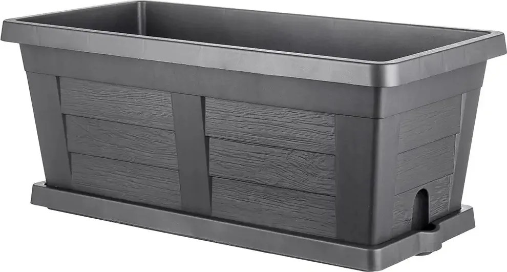 Ghiveci de grădină cu volum mare Bama Legno antracit, 80 x 40 x 35 cm, 80 cm