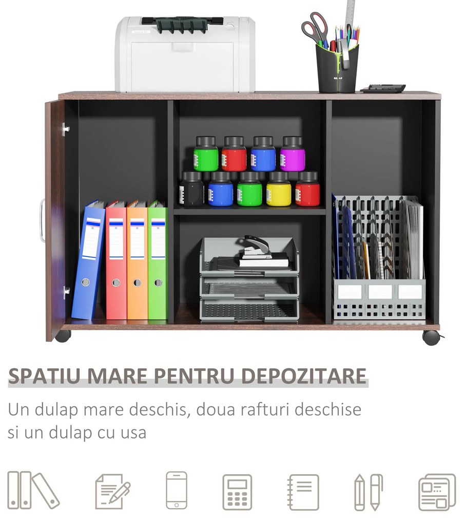 HOMCOM Dulapior Birou Elegant cu Design Funcțional, 100x40x66cm, Nuc Gri | Aosom Romania