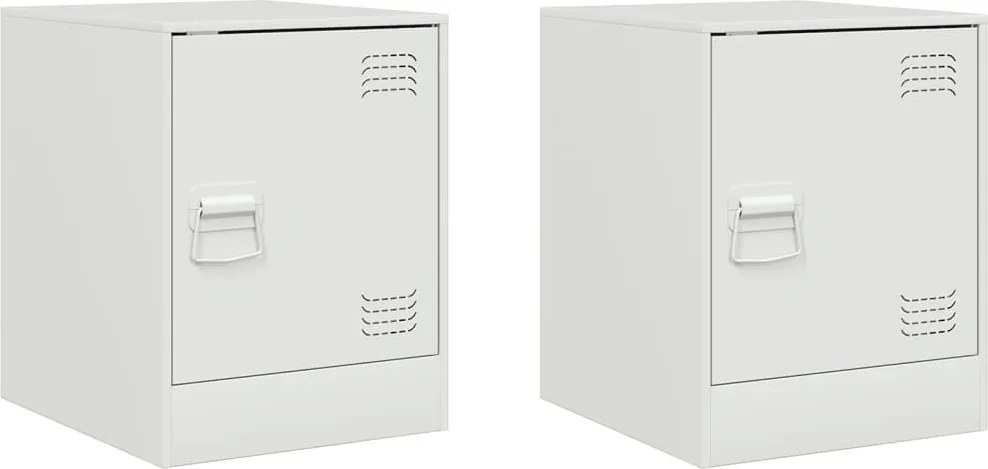 vidaXL Noptiere, 2 buc., alb, 34,5x39x44 cm, oțel