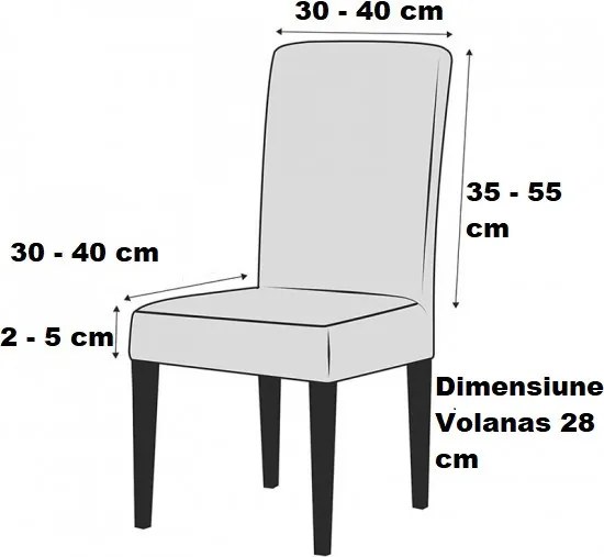 Set 6 huse elatice pentru scaune, model Jacquard, cu volanas, Maro in dungi