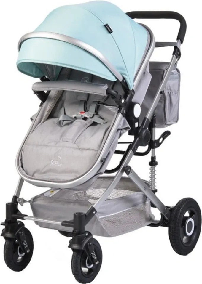 Carucior nou nascuti 2 in 1 NOVOKIDS™ Ciarra Silver PRO , Cu geanta bebe, Cadru Aluminiu , Amortizoare, Roti din cauciuc plin AVE, Landou, Modul