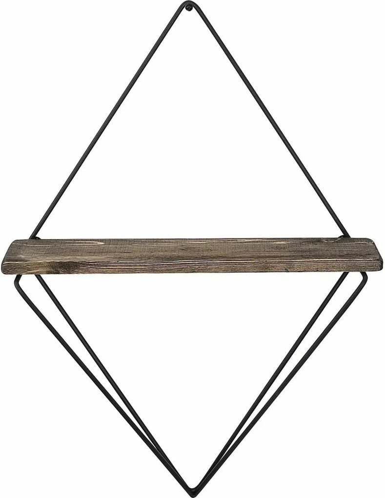 Polita PAEONIA TURCICA, nuc/negru, lemn molid/metal, 27x15x30 cm