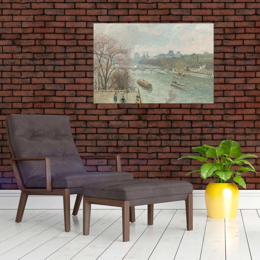 Tablou - Camille Pissarro, The Louvre, Afternoon, Rainy Weather, reproducere (90x60 cm)