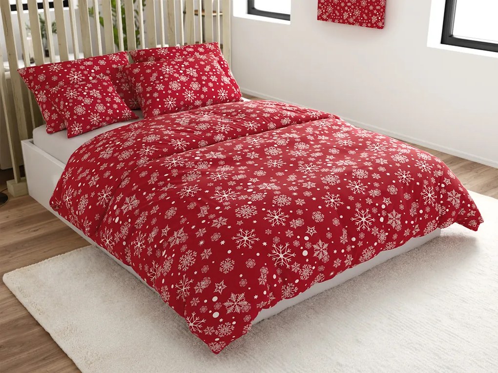 Lenjerie de pat din microfibra flanel SNOWFALL rosie Dimensiune lenjerie de pat: 2 buc 70 x 90 cm | 200 x 220 cm