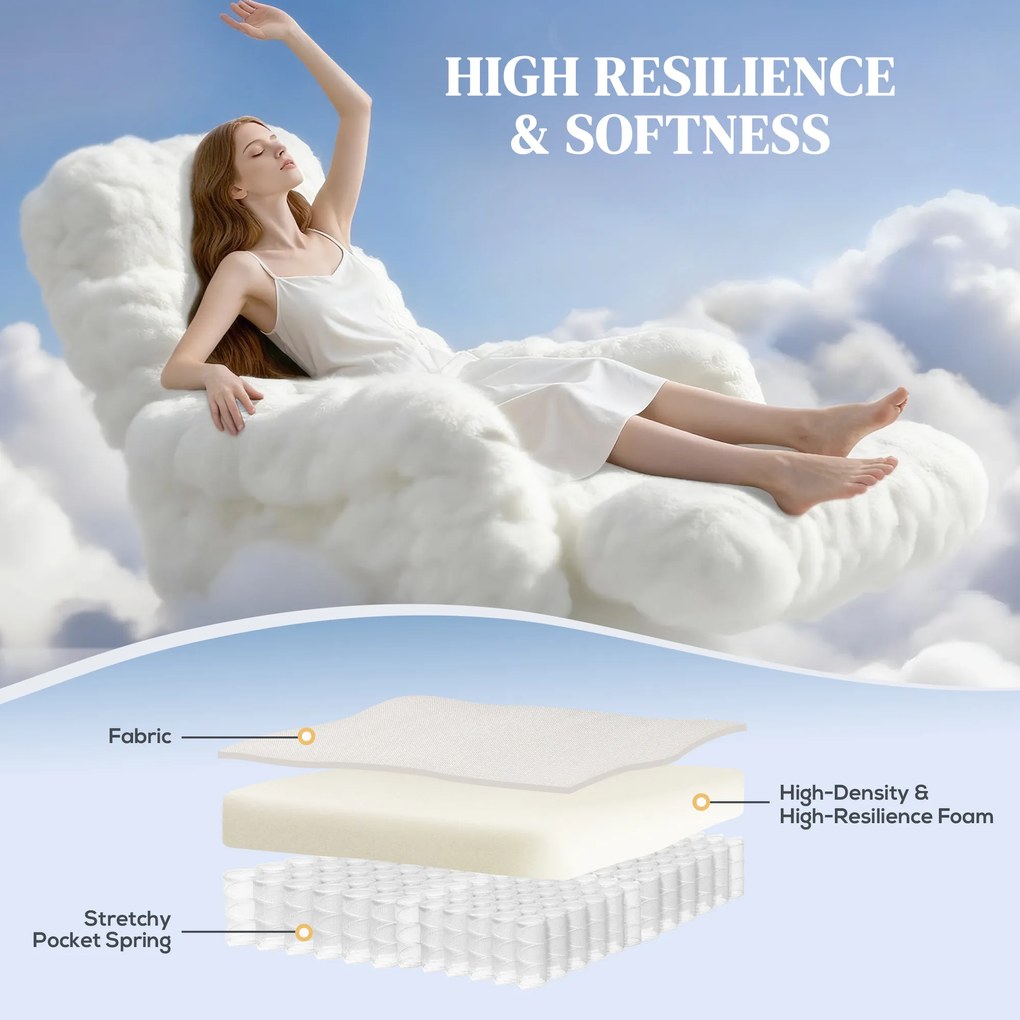 HOMCOM Fotoliu Reclinabil 135° max în Material cu Efect de In, Spumă, Oțel și Lemn, 73x86x100 cm, Crem | Aosom Romania