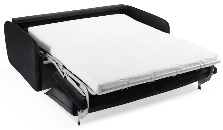 Canapea neagră extensibilă cu tapițerie din catifea 194 cm Vienna – Cosmopolitan Design