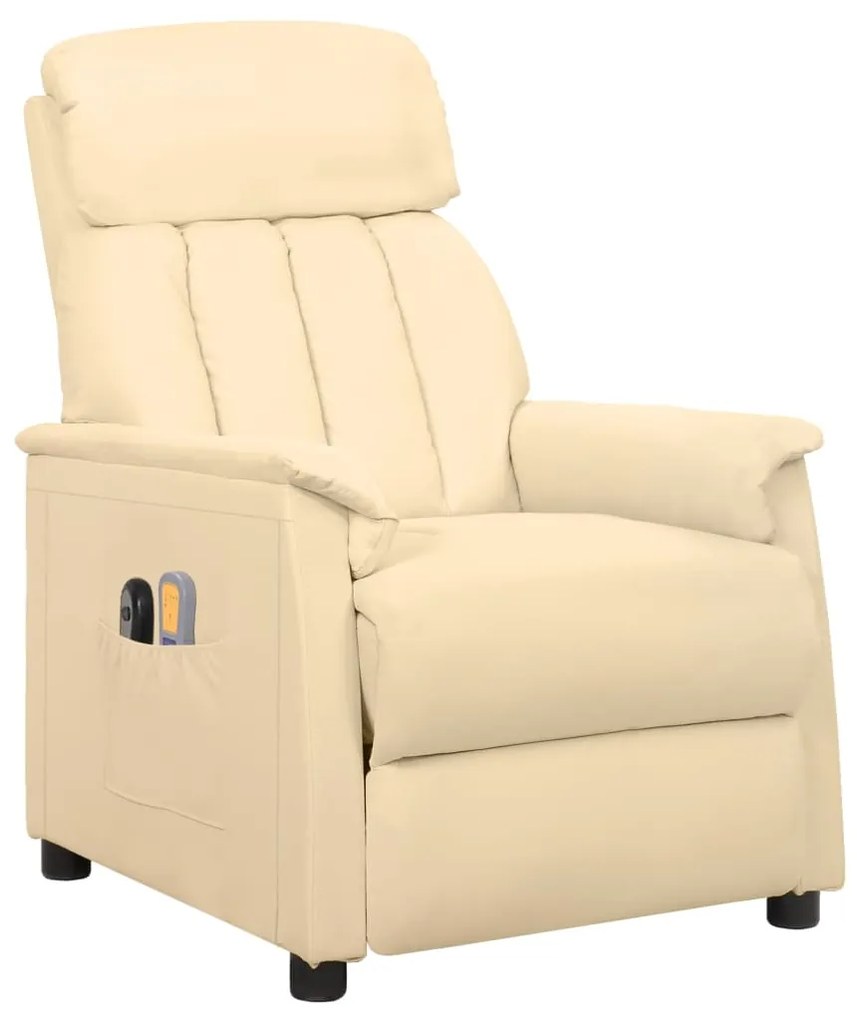 3098502 vidaXL Fotoliu de masaj electric, crem, piele ecologică