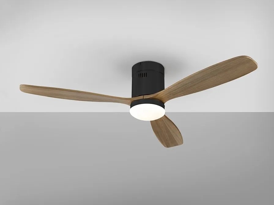 Lustra LED cu Ventilator si telecomanda Siroco D-132cm negru/nuc