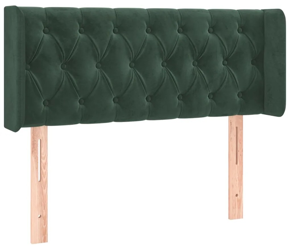 3119149 vidaXL Tăblie de pat cu aripioare verde închis 103x16x78/88 cm catifea