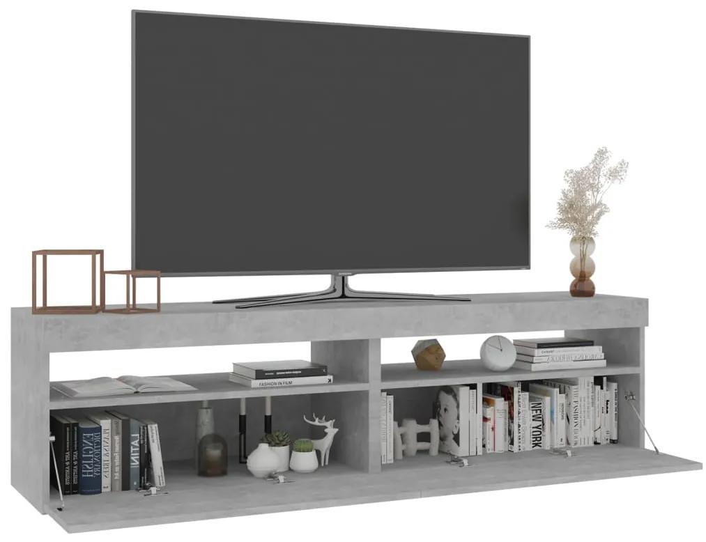 Comode TV cu lumini LED, 2 buc., gri beton, 75x35x40 cm 2, Gri beton, 75 x 35 x 40 cm