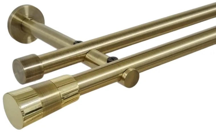 Galerie dubla picior universal fara inele prindere perete valeo 19/19 mm aur antic (Alege marime: 120 cm)