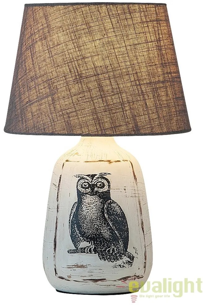 Veioza, lampa de masa, finisaj alb/gri, diametru 24cm, Dora 4373 RX