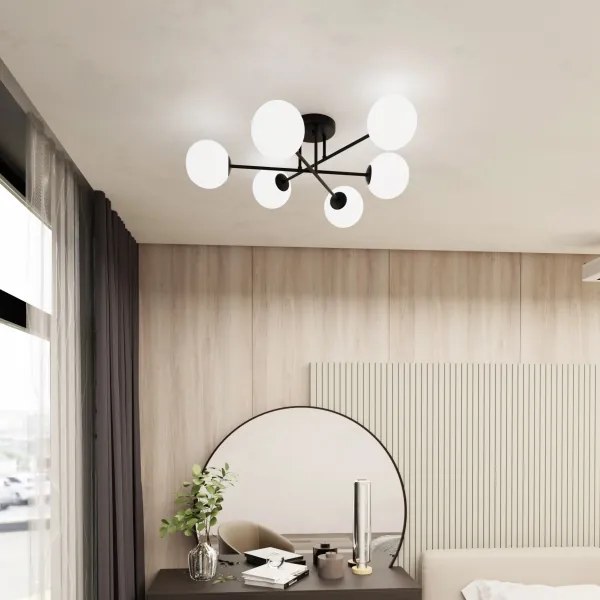 Lustră pe tijă ROMA 6xE14/10W/230V negru/alb