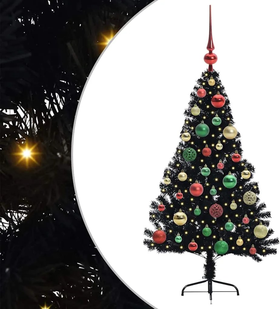 vidaXL Pom de Crăciun artificial pre-iluminat Negru 120 cm PVC