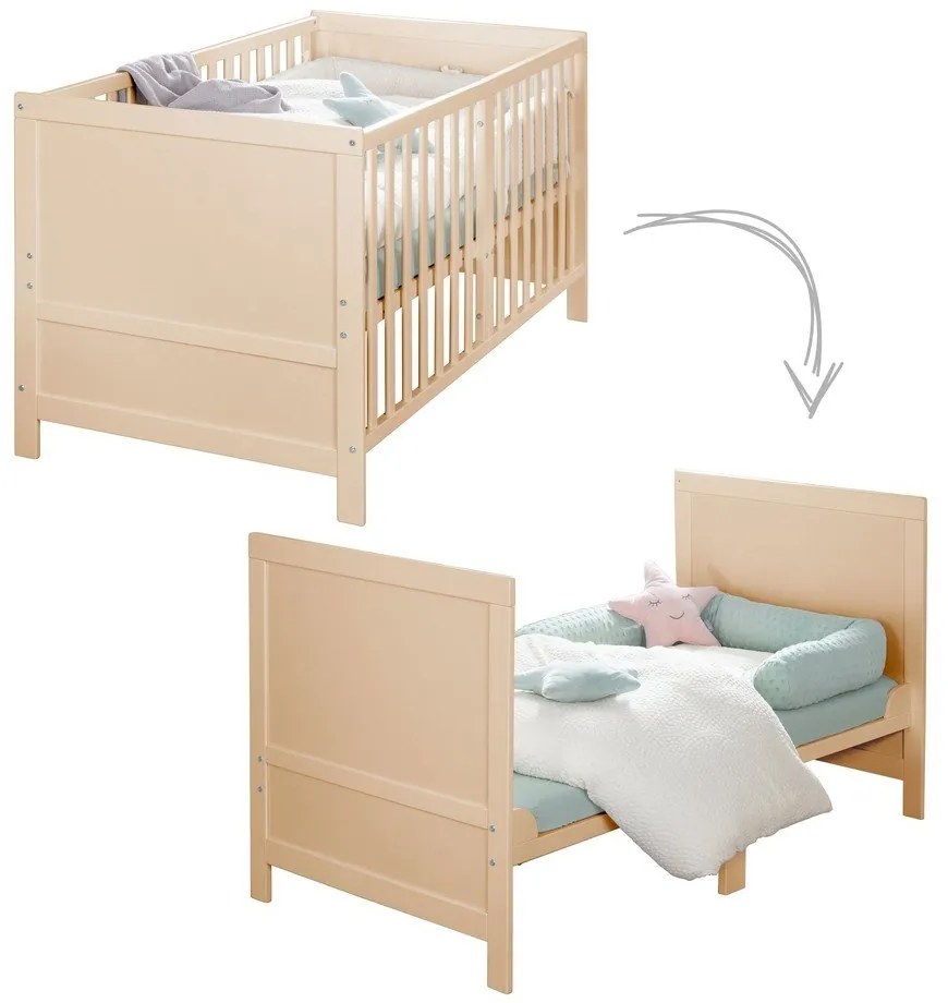 Pătuț în culoare naturală cu înălțime reglabilă 70x140 cm Easy Sleep – Roba