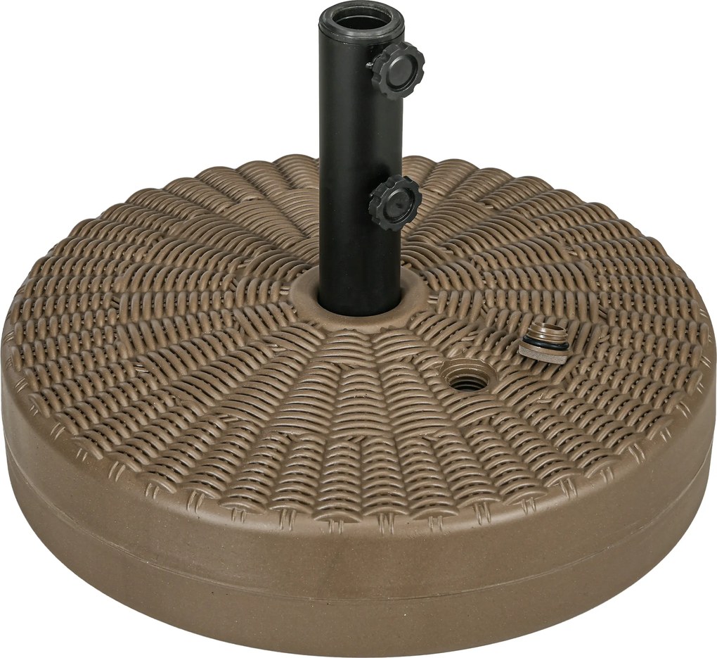 Outsunny Bază pentru Umbrelă cu Butoane Rotative Încorporate și Duză Laterală, Ø51x36 cm, Maro | Aosom Romania