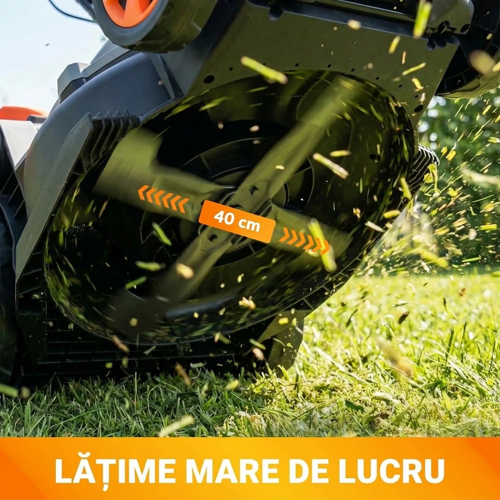 Outsunny Mașină de Tuns Iarba Electrică 1800W cu Lățime de Tăiere de 40cm, Funcție Mulching și Sac de 50L, Mâner Reglabil și Detașabil, 6 Niveluri de Tăiere, Gri Deschis | Aosom Romania