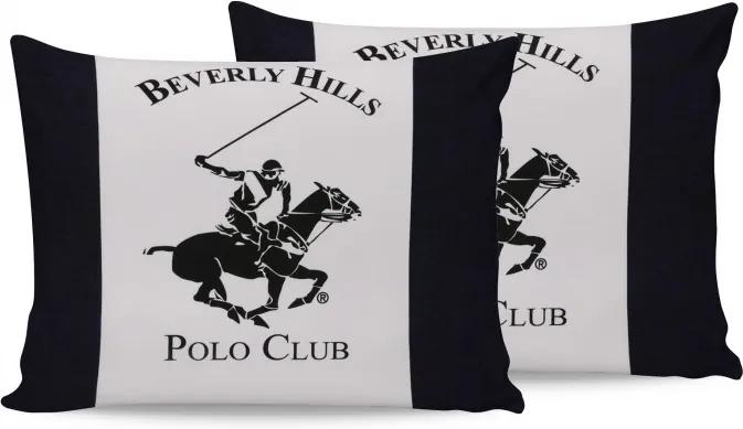 Set 2 fete perna din bumbac, Beverly Hills Polo Club BHPC 027 Crem / Alb, 50 x 70 cm