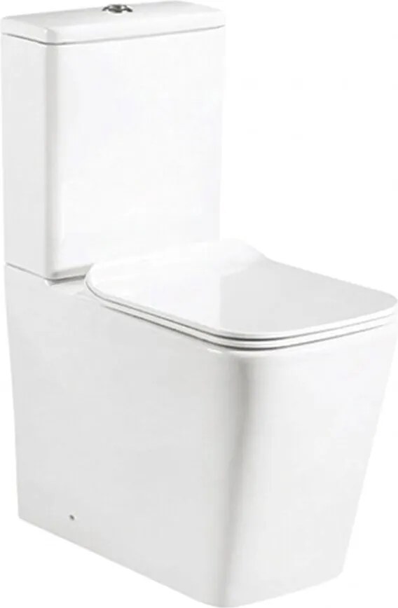 Set vas WC compact pe pardoseala Rune Isa Rimless alb cu rezervor si capac softclose