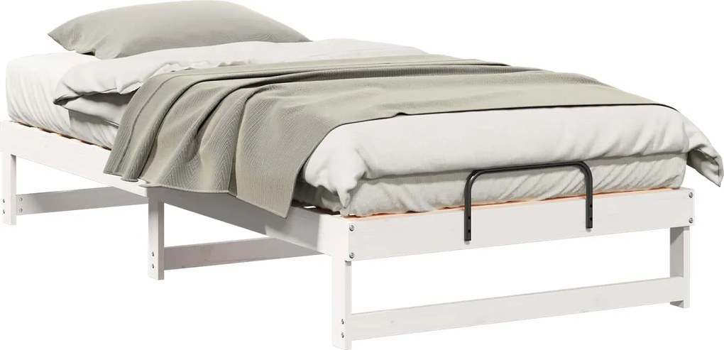 vidaXL Cadru de pat Alb 100 x 210 cm Lemn de pin masiv