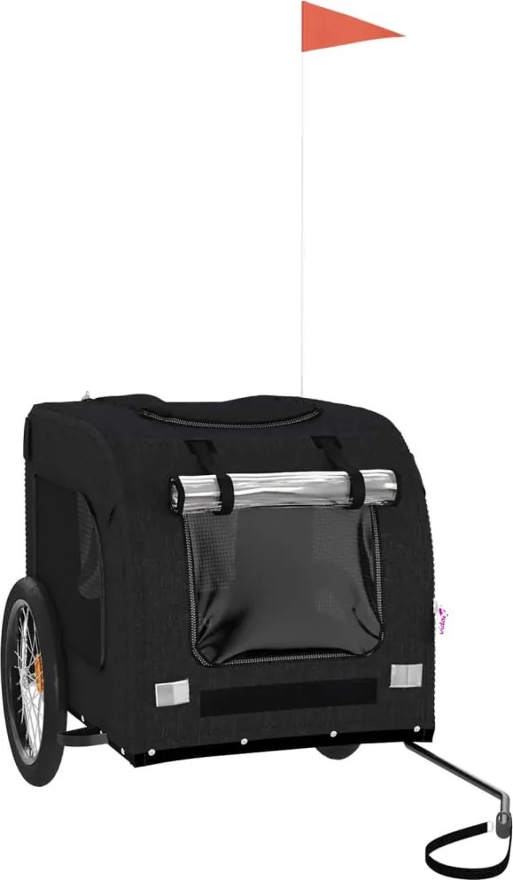 vidaXL Remorcă bicicletă animale companie, negru, textil oxford/fier