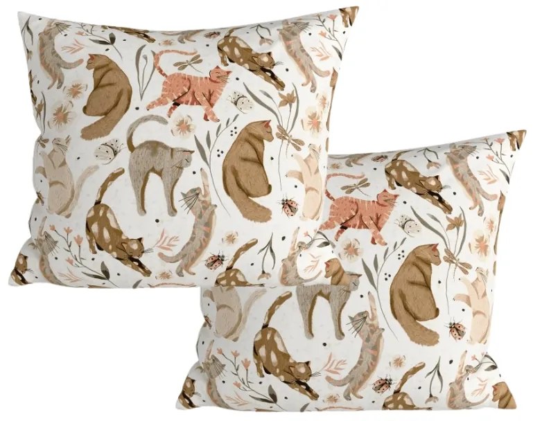 Set 2 huse decorative pentru perne WILD CATS 45x45 cm, colorat