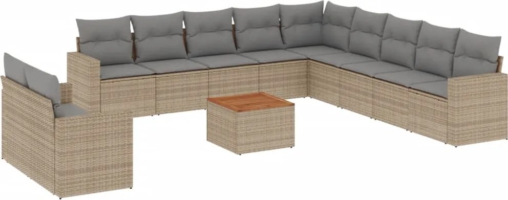 vidaXL Set canapele de grădină, 12 piese, cu perne, bej, poliratan