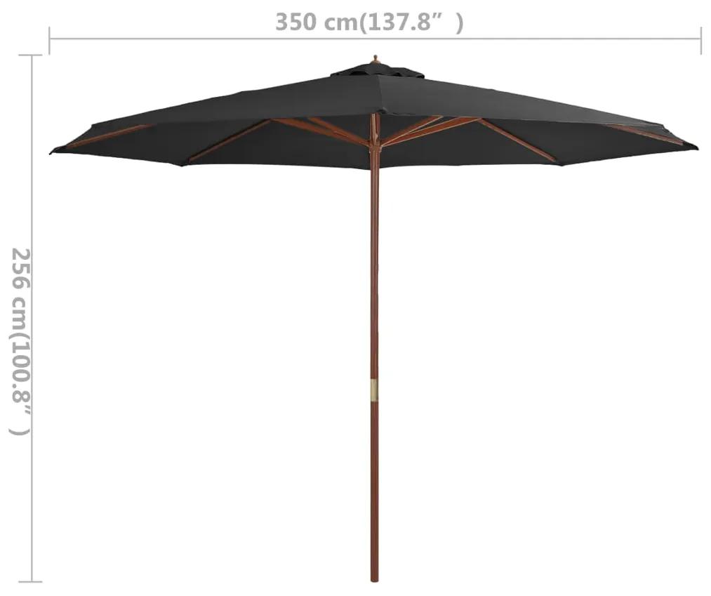 Umbrela de soare de exterior, stalp din lemn, antracit, 350 cm Antracit