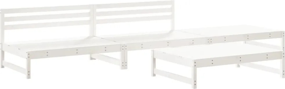 vidaXL Set mobilier relaxare de grădină, 4 piese, alb, lemn masiv pin