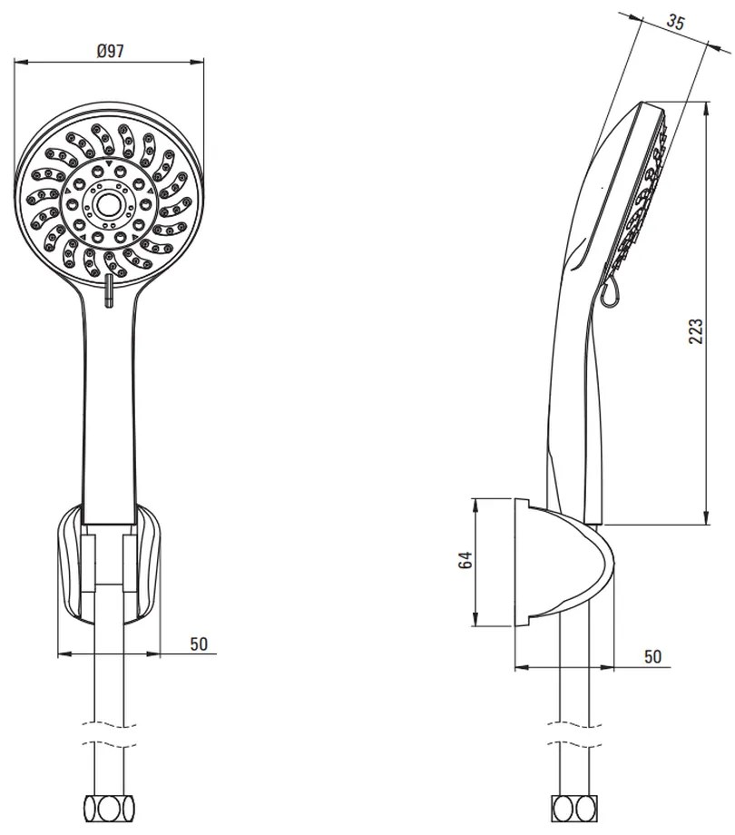 Set de dus Deante Avis cu para 5 functii, furtun si suport fix negru mat Negru mat