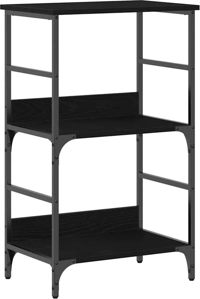 vidaXL Raft pentru cărți Stejar Negru 50 x 33 x 82 cm Lemn compozit