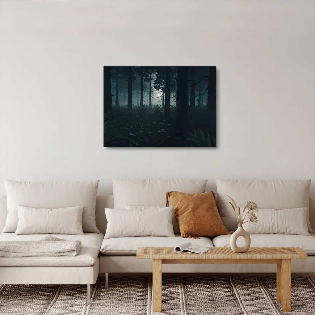 Tablou pe sticlă - Ferigi în lumina lunii (70x50 cm)