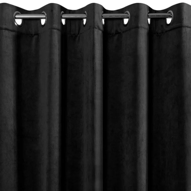 Draperie elegantă din catifea culoarea neagră 140 x 250 cm Lungime: 250 cm