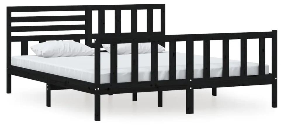 3101172 vidaXL Cadru de pat Super King, negru, 180x200 cm, lemn masiv