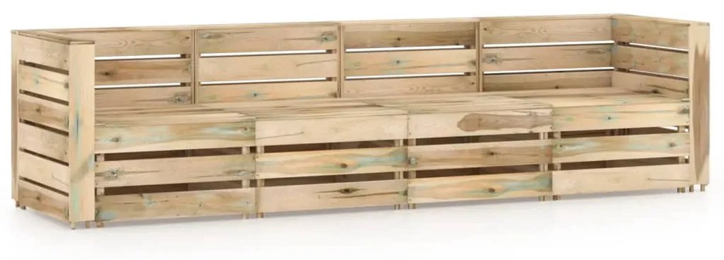 3068059 vidaXL Canapea de grădină cu 4 locuri, lemn de pin tratat verde