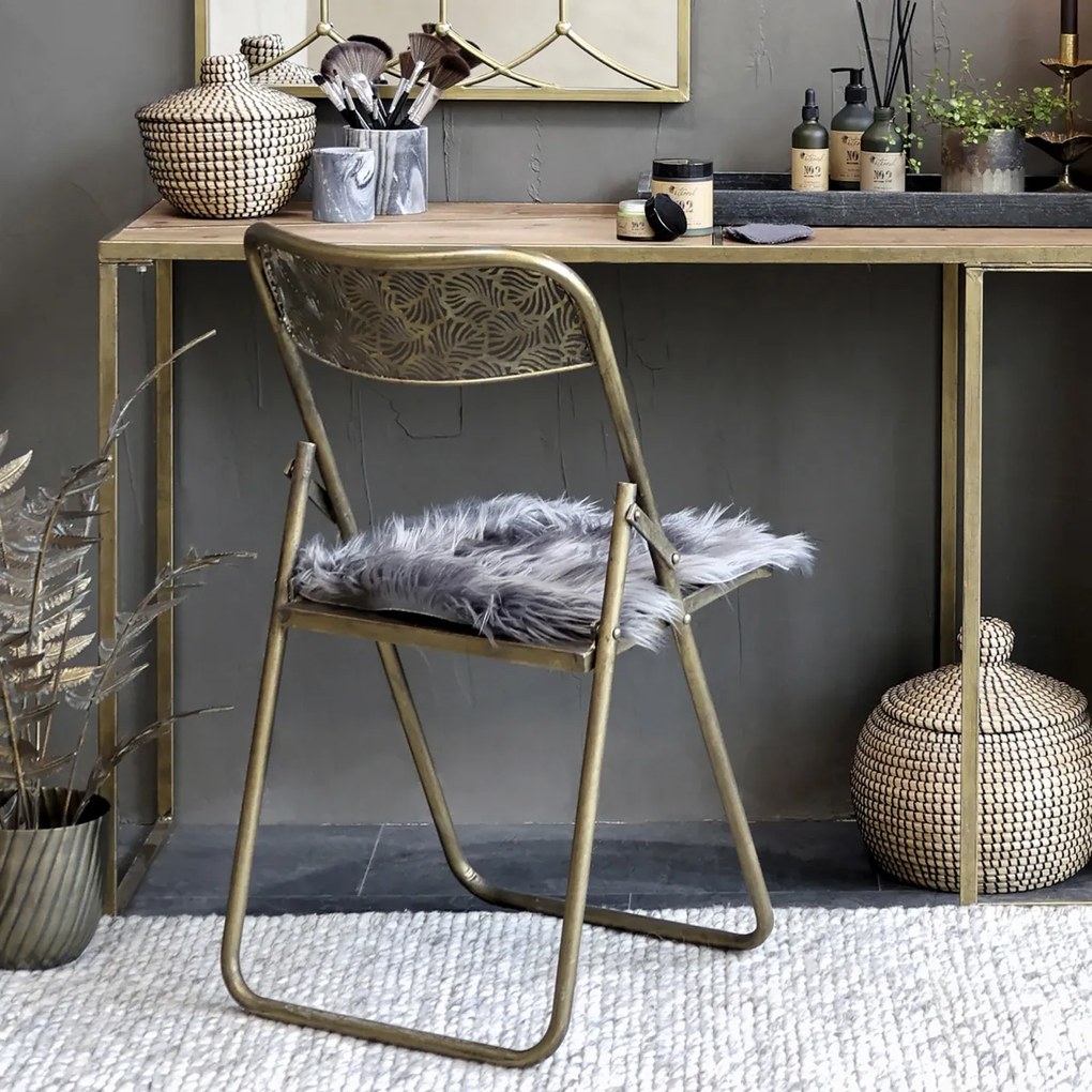 Scaun dining pliant auriu cu model antique brass Arles