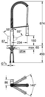 Baterie spalator monocomanda Grohe K7-32950000