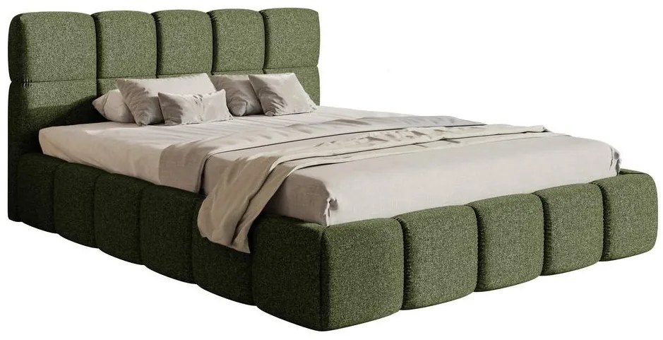 Pat matrimonial 140 cm Cirsten 140B (cu somieră) (măslin). 1099529