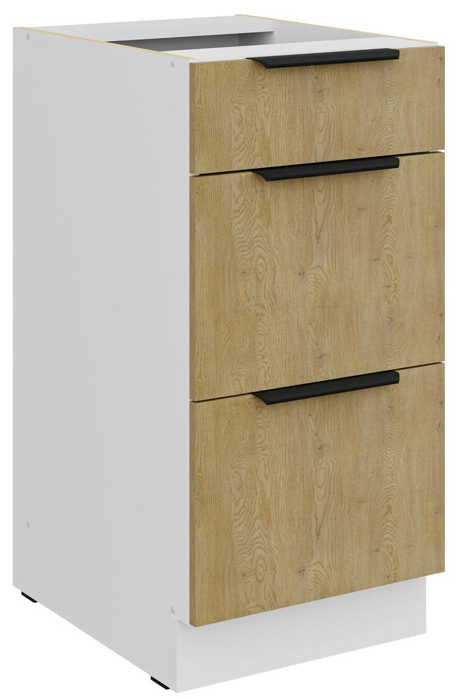 Dulap inferior de bucătărie Carminia 40 D 3S BB PREMIUM BOX (stejar cremona + alb). 1128049