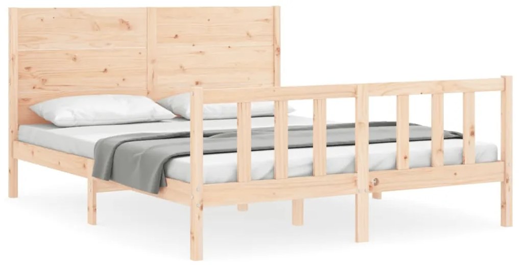 3192756 vidaXL Cadru de pat cu tăblie, king size, lemn masiv