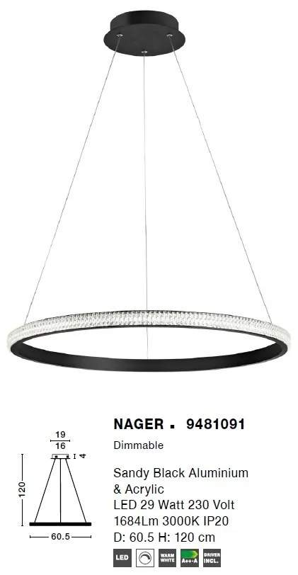 Lustra LED design modern circular NAGER 29W NVL-9481091
