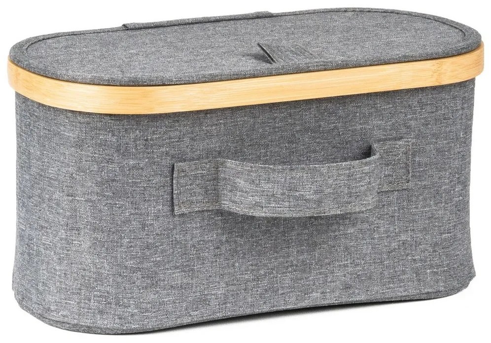Cutie de depozitare G21 30 x 15 x 15 cm, dinbambus cu capac, gri