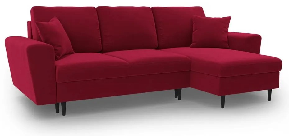 Colțar roșu extensibil/cu spațiu de depozitare cu tapițerie din catifea Kyoto – Cosmopolitan Design