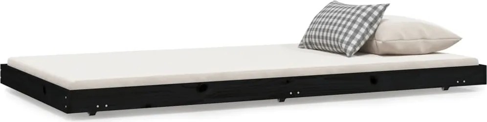 vidaXL Cadru de pat, negru, 100x200 cm, lemn masiv de pin