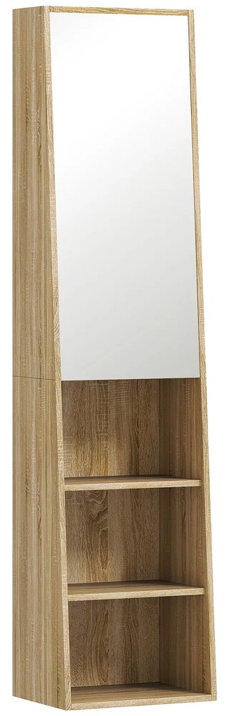 HOMCOM Mobilier baie coloană trapezoidal cu ușă oglindă, raft 6 nivele, 40 x 30 x 165 cm | Aosom Romania