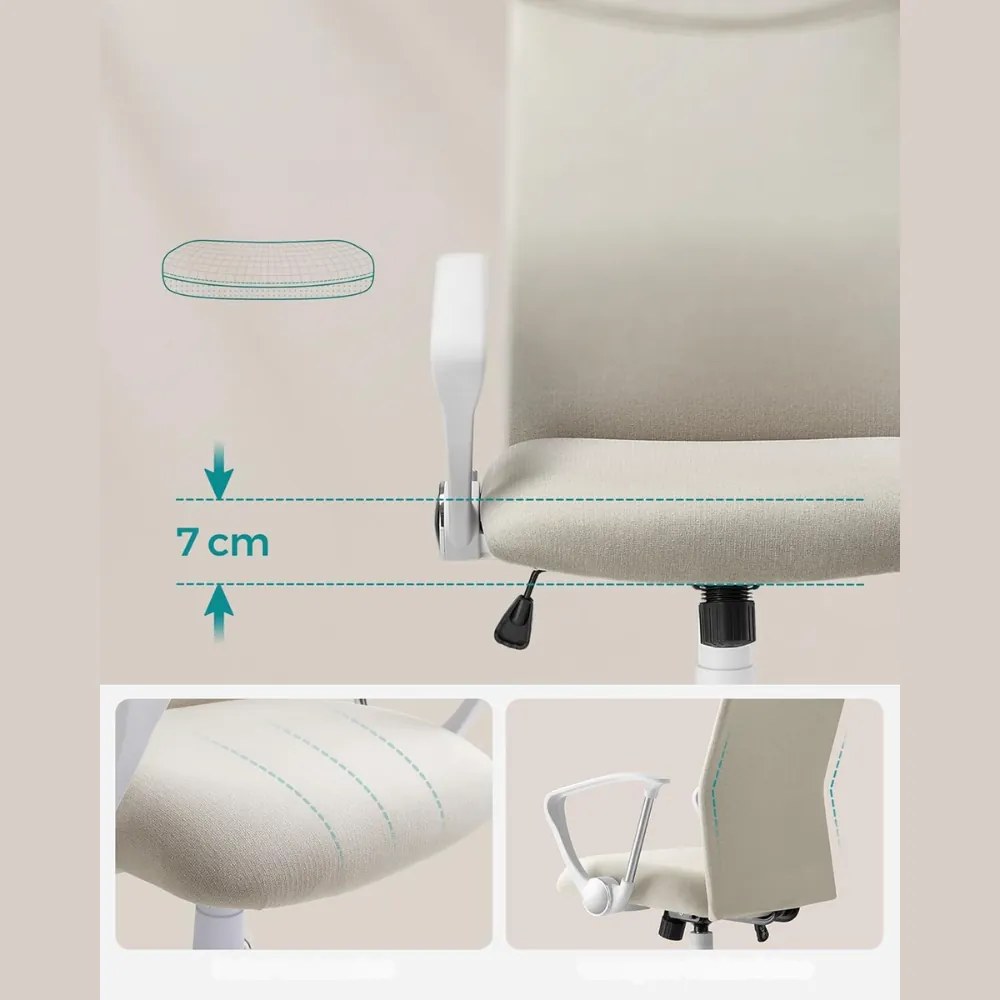 Scaun de birou DINA, max. 120 kg, bej/alb SongmicsHome